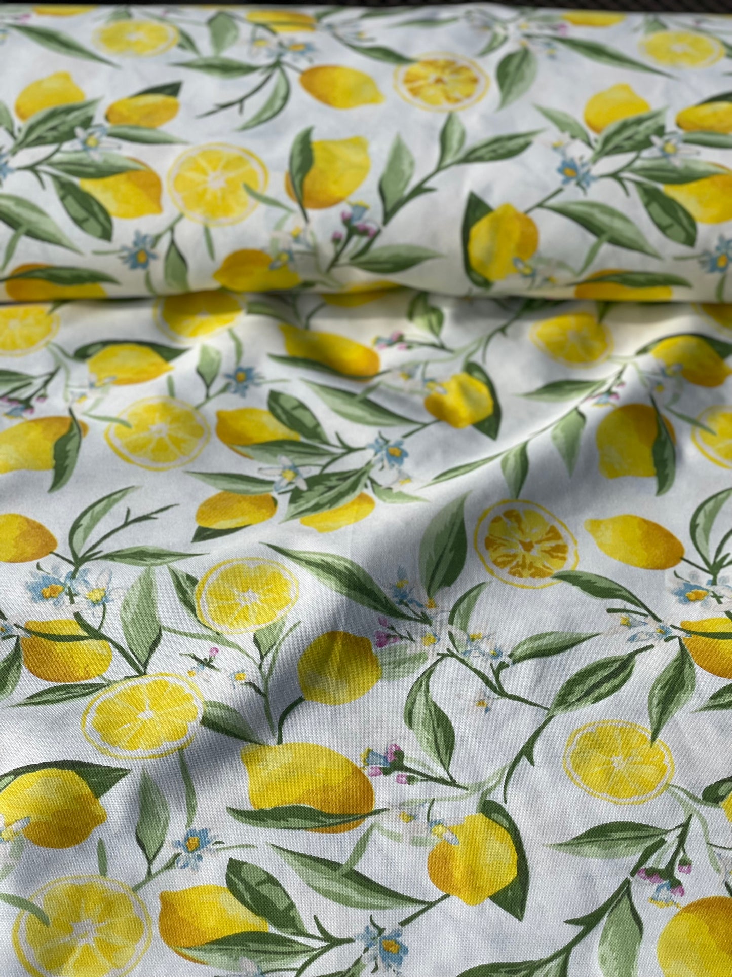 Interior fabric lemons and flowers