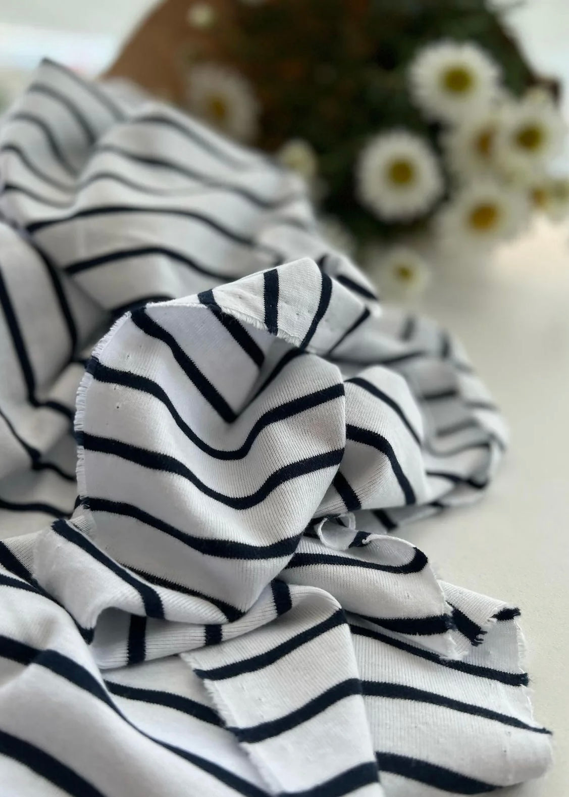 Breton stripe knit fabric