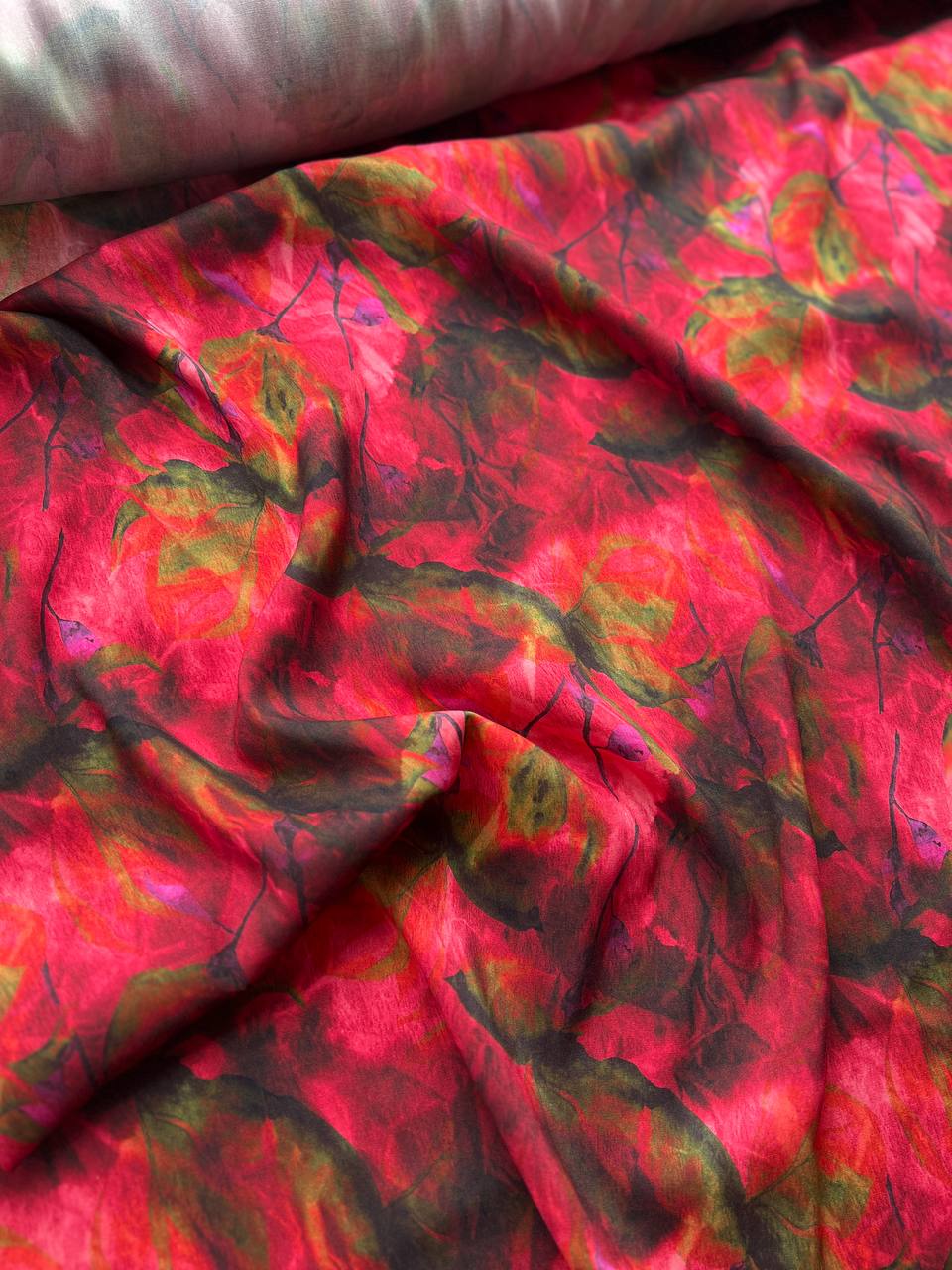 Bamboo viscose SILK TOUCH red peonies