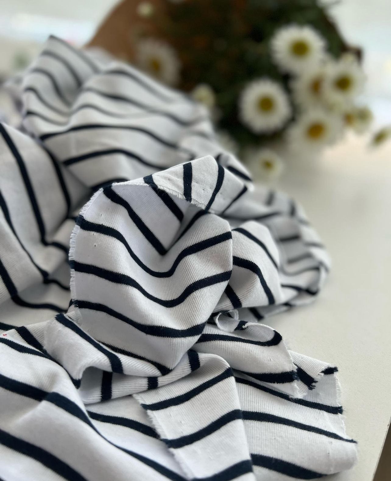 Breton stripe knit fabric