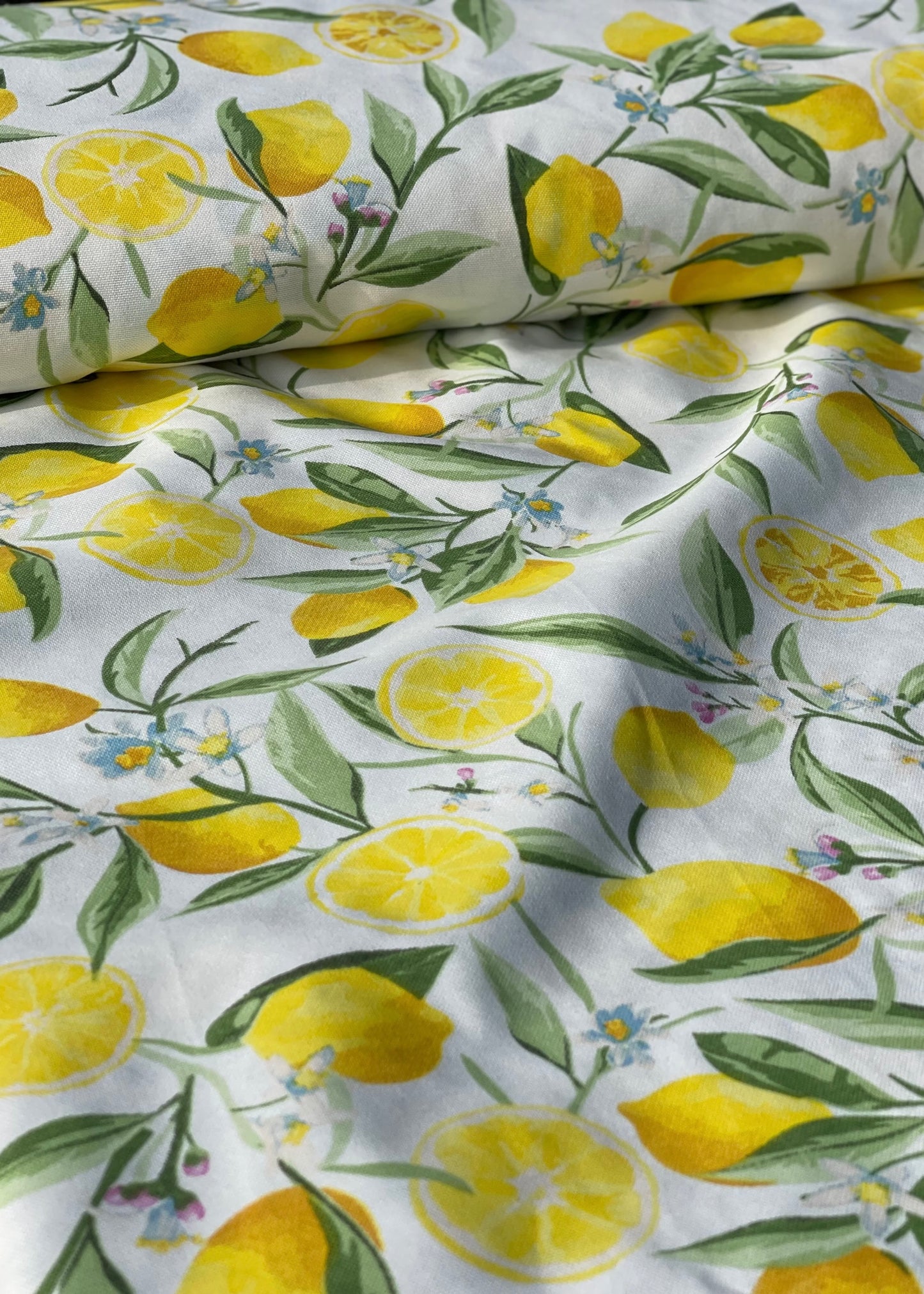 Interior fabric lemons and flowers