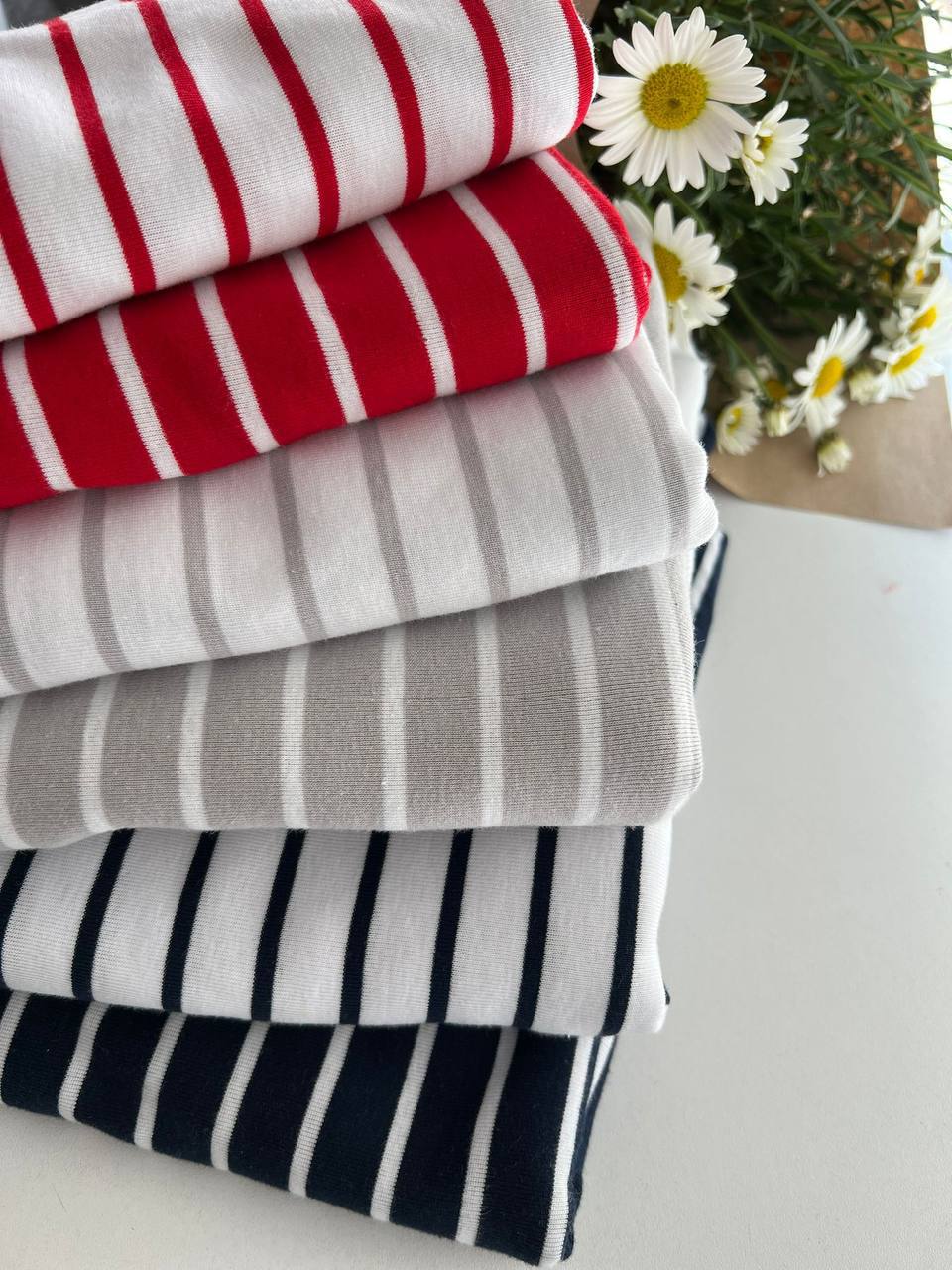 Breton stripe knit fabric