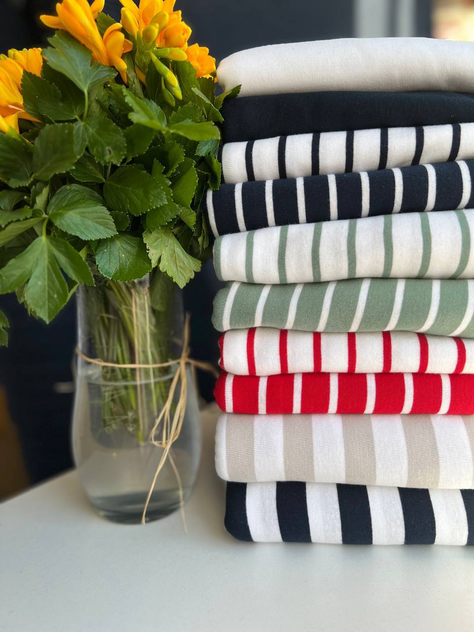 Breton stripe knit fabric