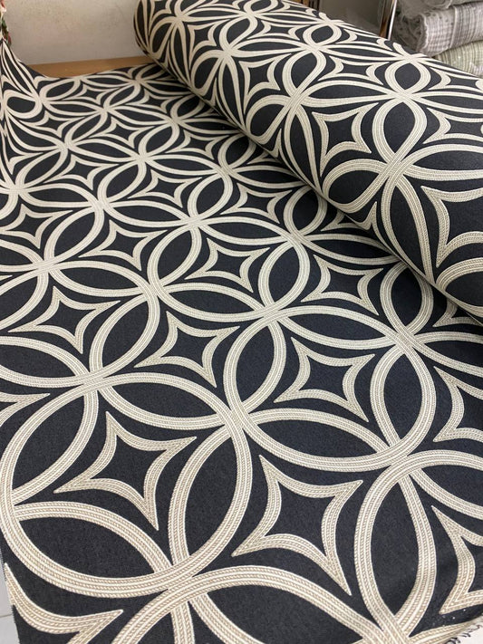 Interior fabric black geometric pattern