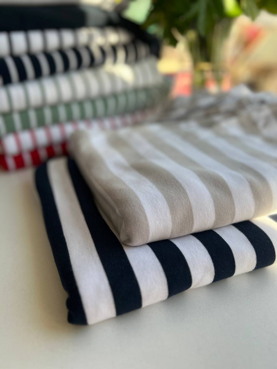 Breton stripe knit fabric